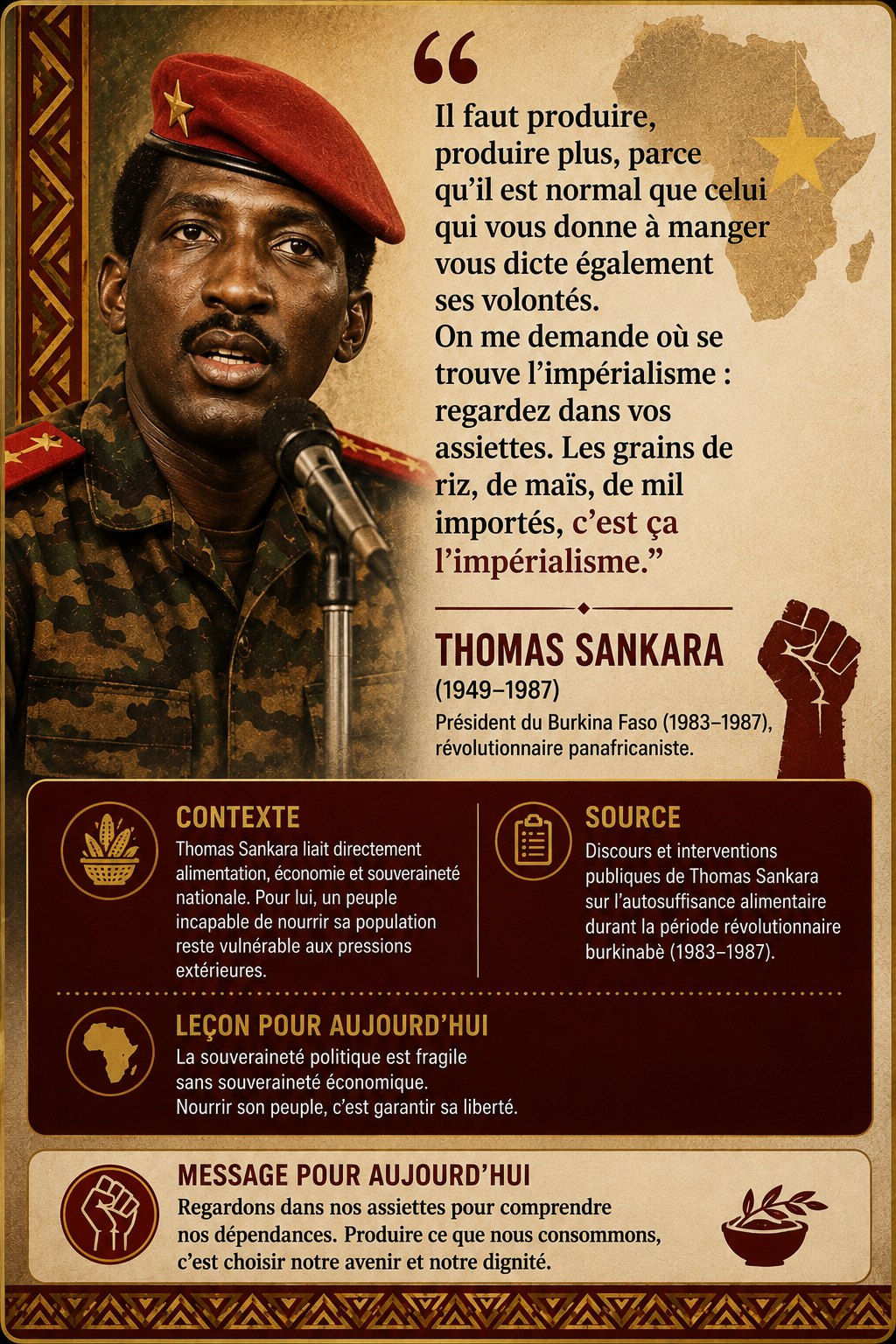 Thomas Sankara : regardez dans vos assiettes, c'est ça l'impérialisme.