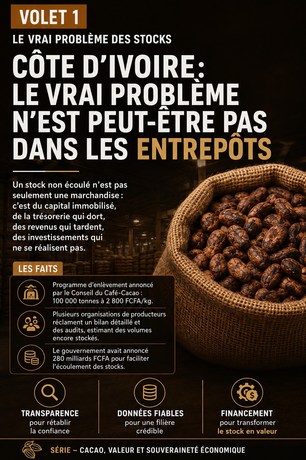 Cacao ivoirien : le vrai problème n'est pas seulement dans les stocks